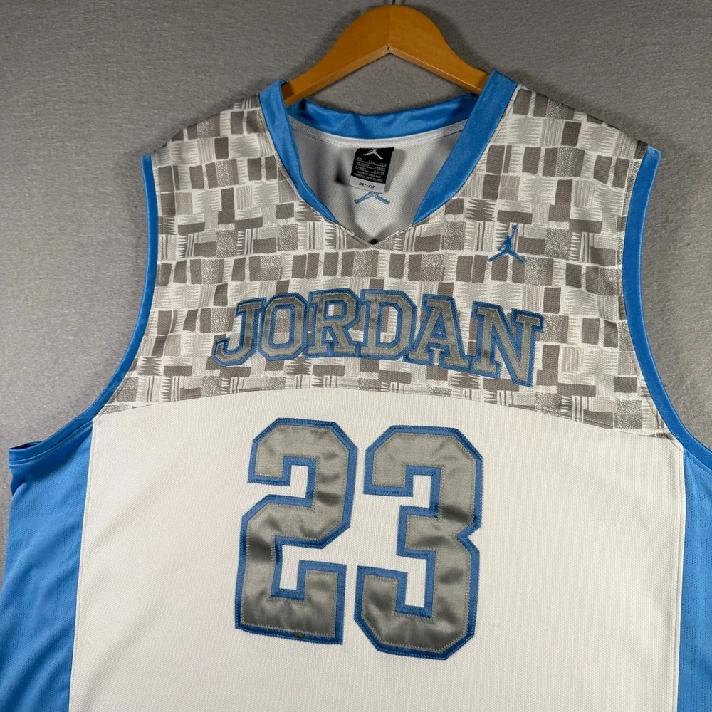 Jordan Mens XXL Blue White 23 Basketball Jersey Dri-FIT Sleeveless Mesh Top